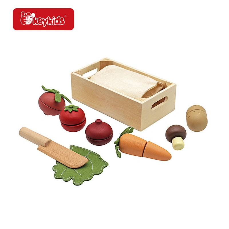 Play Kitchen Accessories Realistic Wooden Cutting Vegetables Toys for 3- Year Old Toddlers W10B472